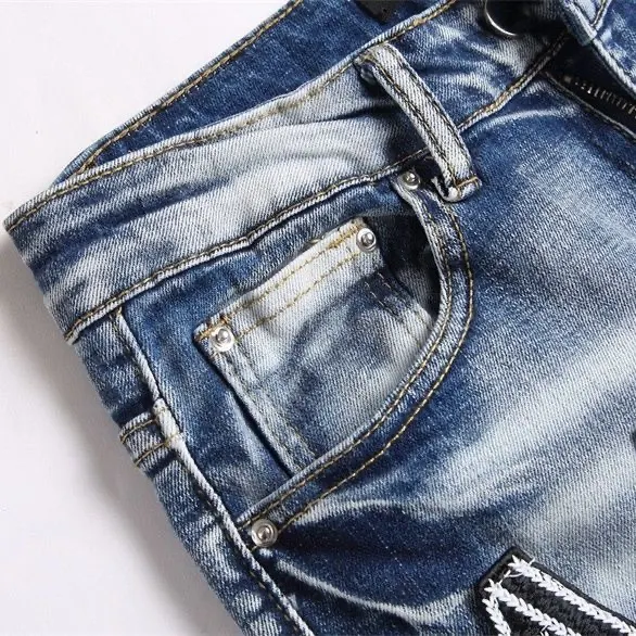Distressed Logo-Embroidered Slim-Fit Jeans D14521822 — view 5