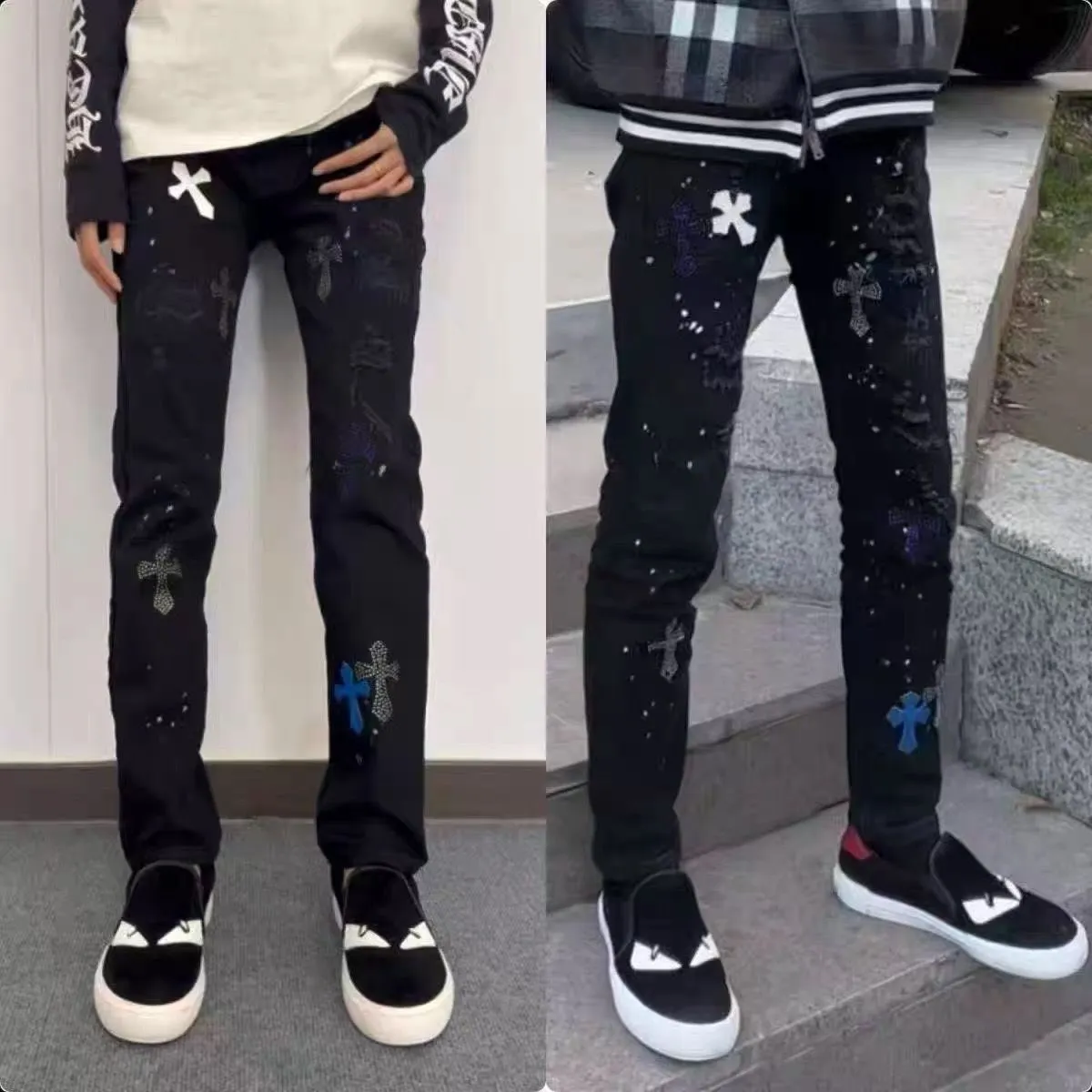 Distressed Slim-Fit Graphic Jeans D15421821 — view 15