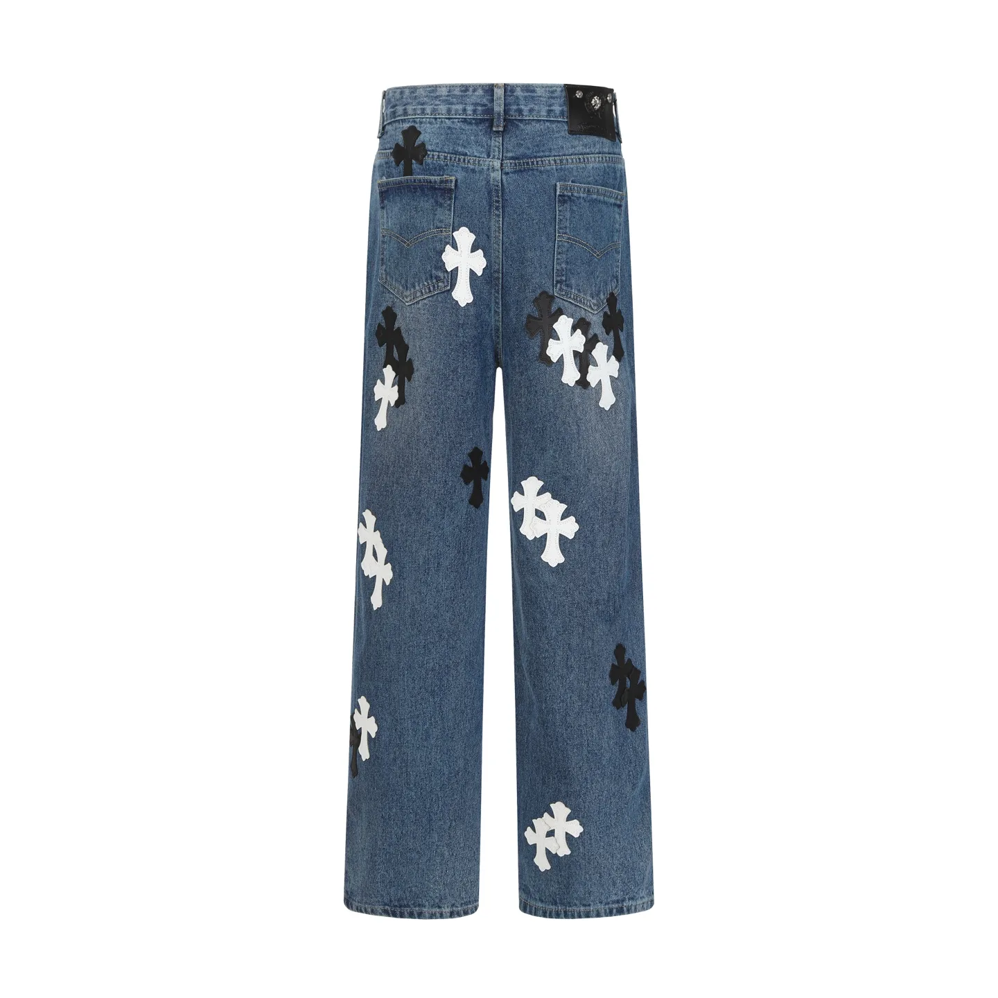 Cross-Patch Appliqué Straight-Leg Jeans D15513474 — view 2