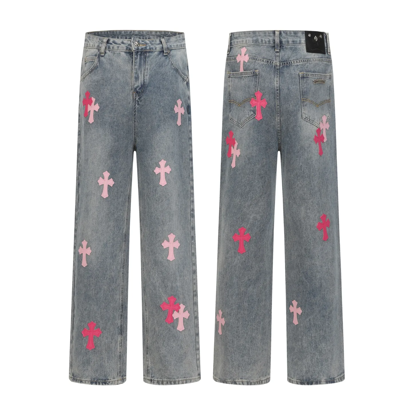 Cross Patch Embroidered Straight-Leg Jeans D15013682