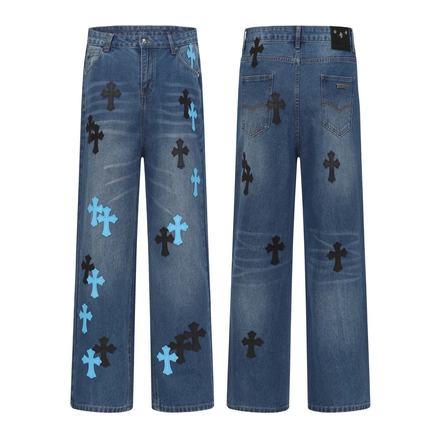 Cross Patch Appliqué Straight-Leg Jeans D15513679
