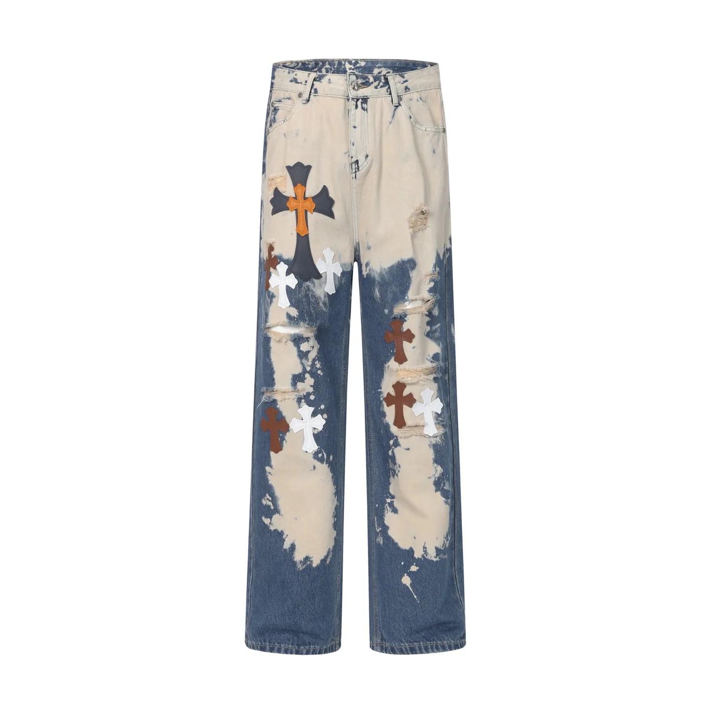 Cross Patch Tie-Dye Distressed Jeans D17513606 — view 2