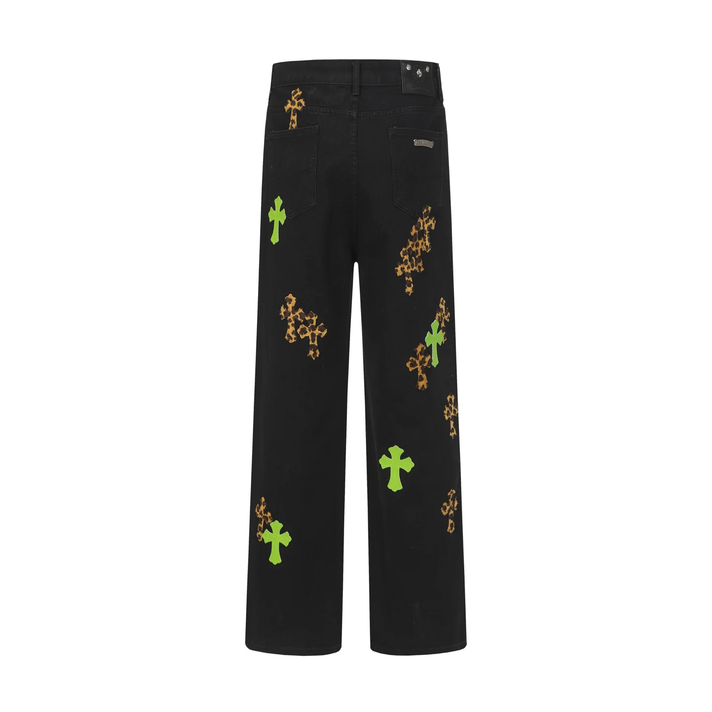 Leopard Patch Cross Straight-Leg Jeans D15513680 — view 3