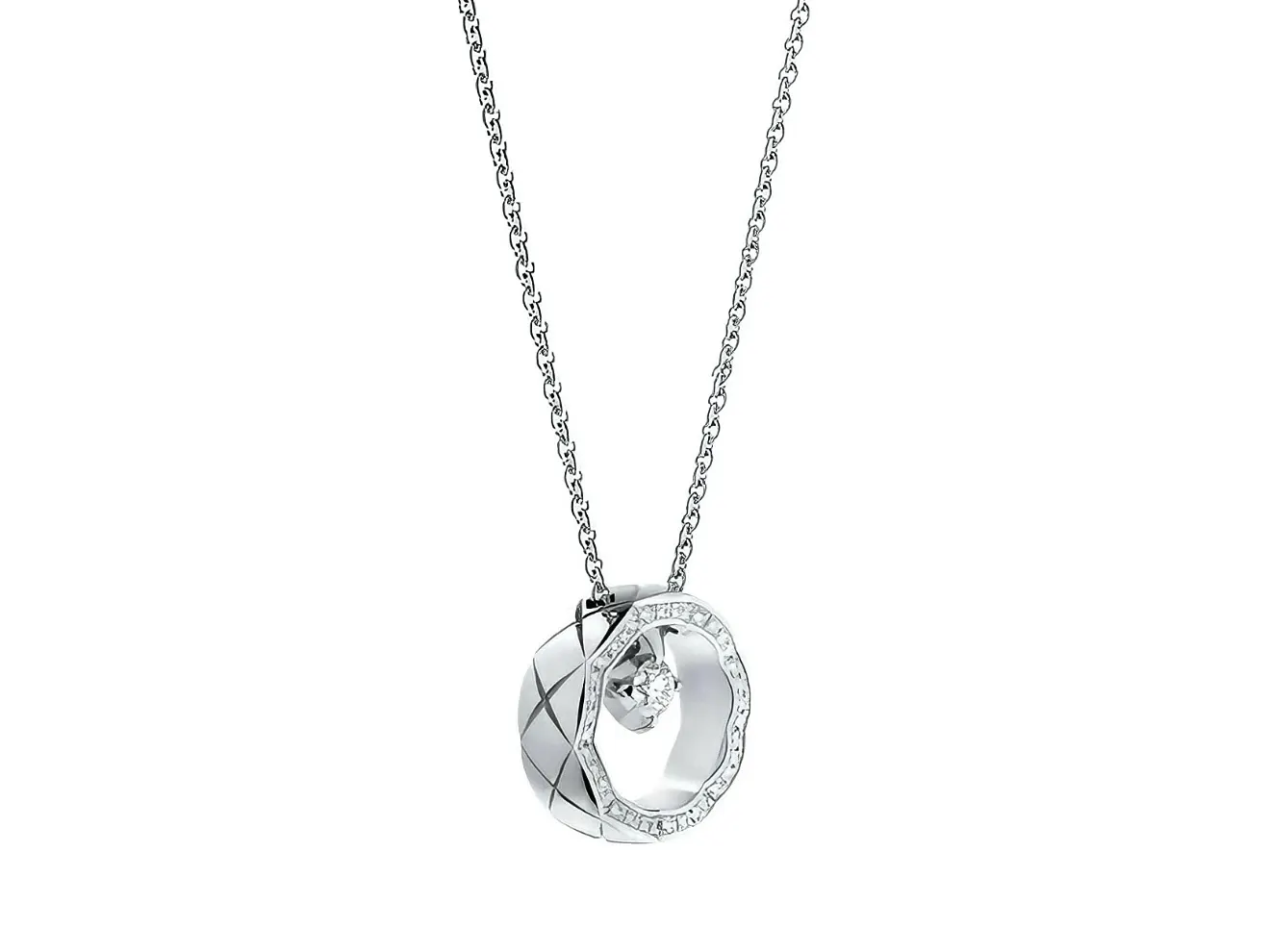 Quilted Pattern Pendant Necklace (Gold-Plated Brass) D12017900