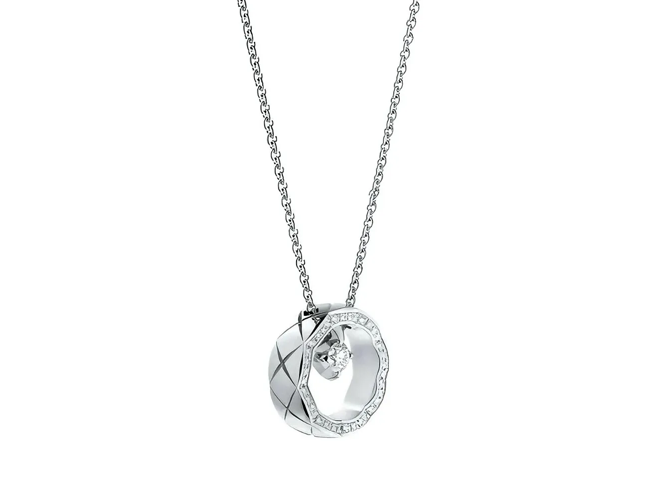 Quilted Pattern Pendant Necklace (Gold-Plated Brass) D12017900