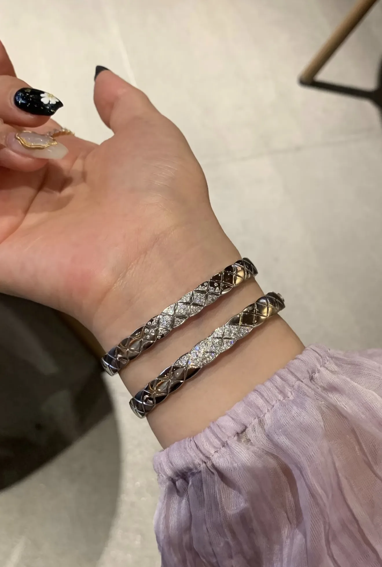 Quilted Pattern Bangle (Gold-Plated Brass) D16517901 — view 11