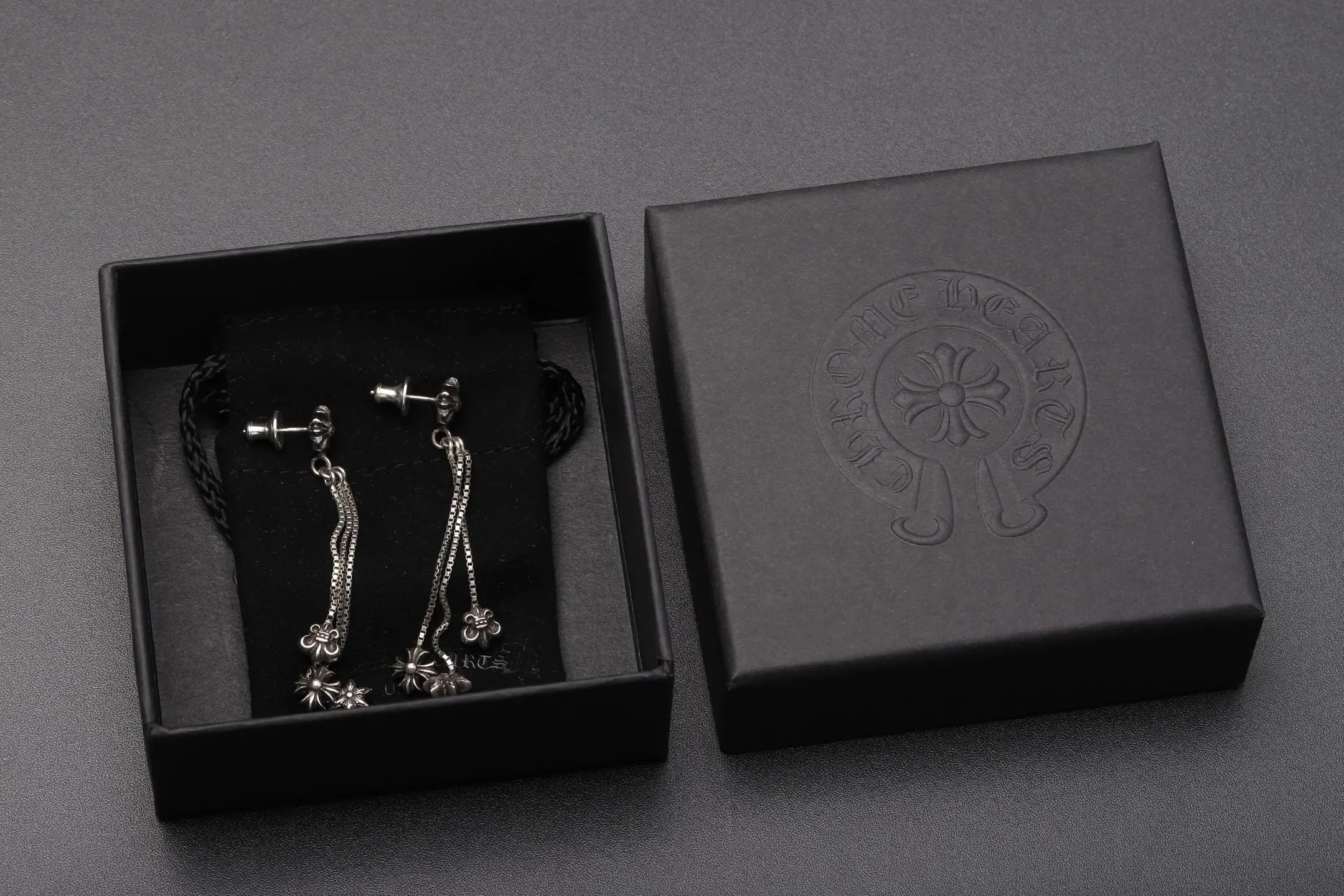 Chrome Hearts Triple Motif Drop Earrings (Sterling Silver) D35016534 — view 2