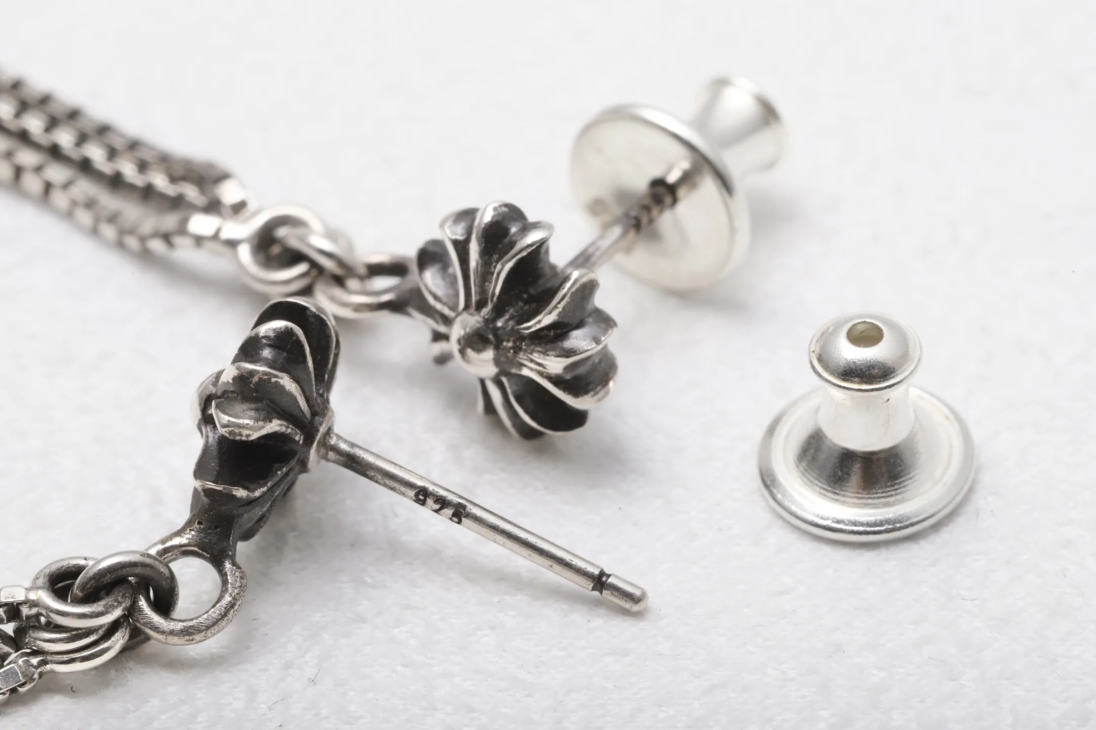 Chrome Hearts Triple Motif Drop Earrings (Sterling Silver) D35016534 — view 6