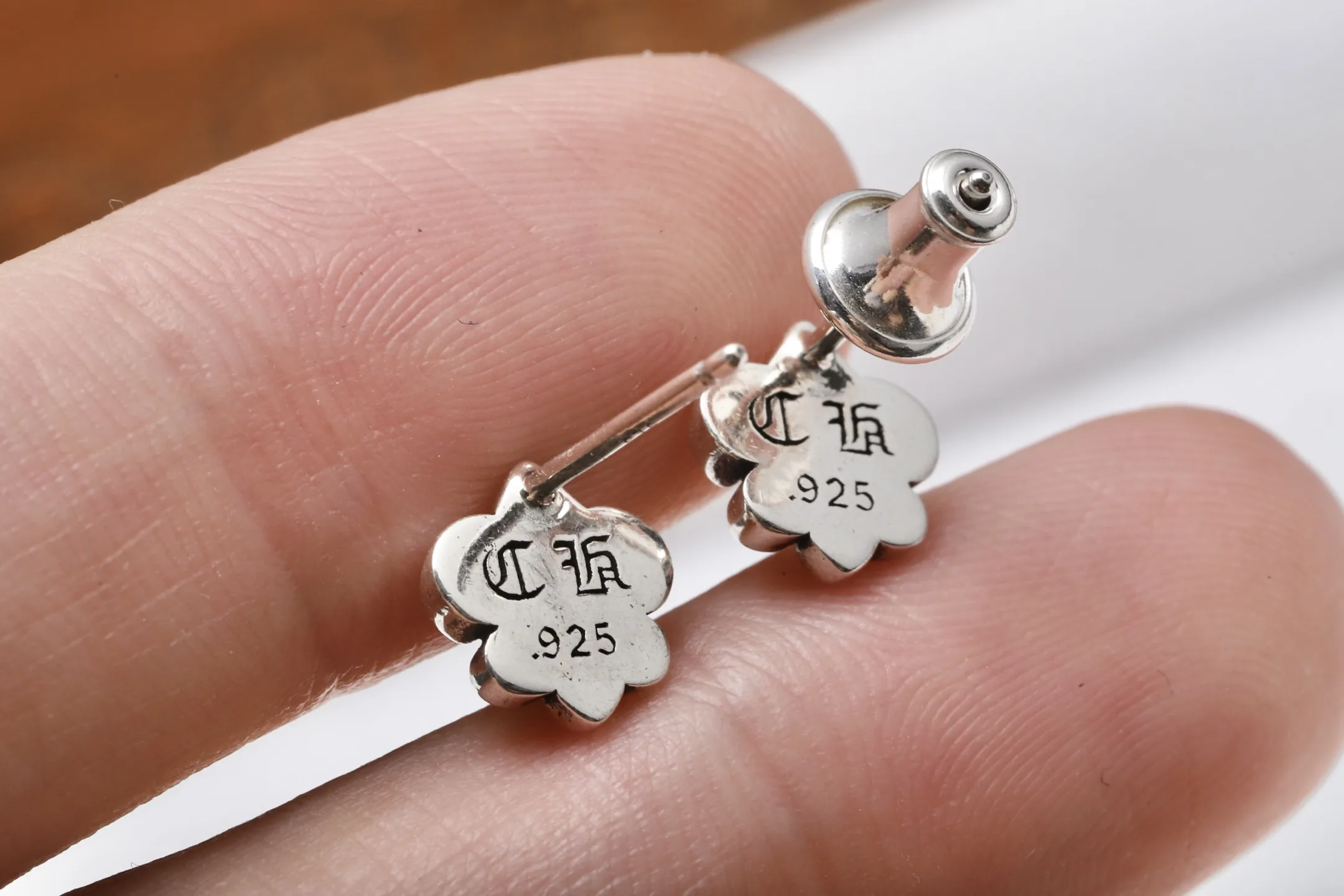 Chrome Hearts Fleur-de-Lis Stud Earrings (Sterling Silver) D14016535 — view 6