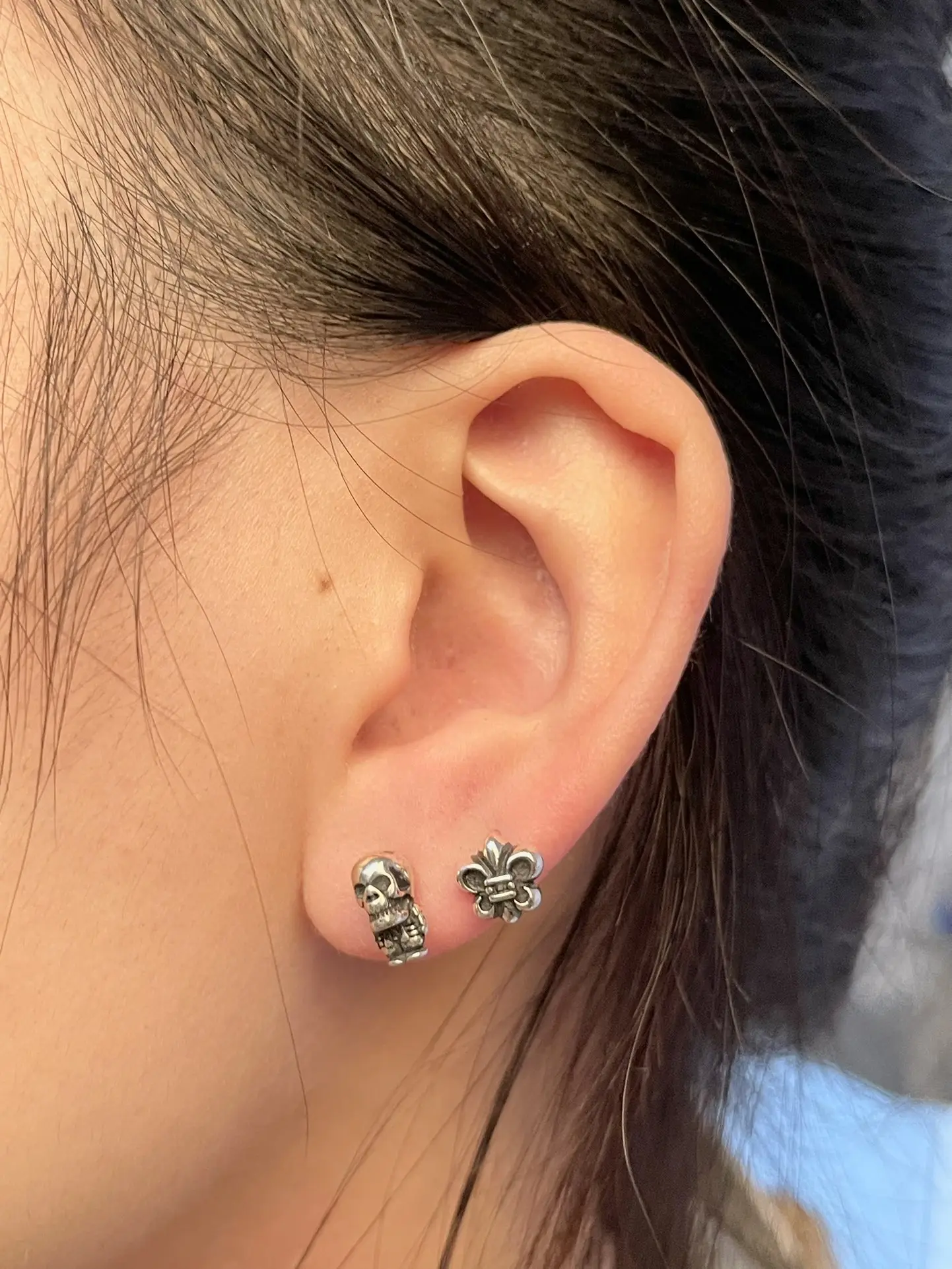 Chrome Hearts Fleur-de-Lis Stud Earrings (Sterling Silver) D14016535 — view 9