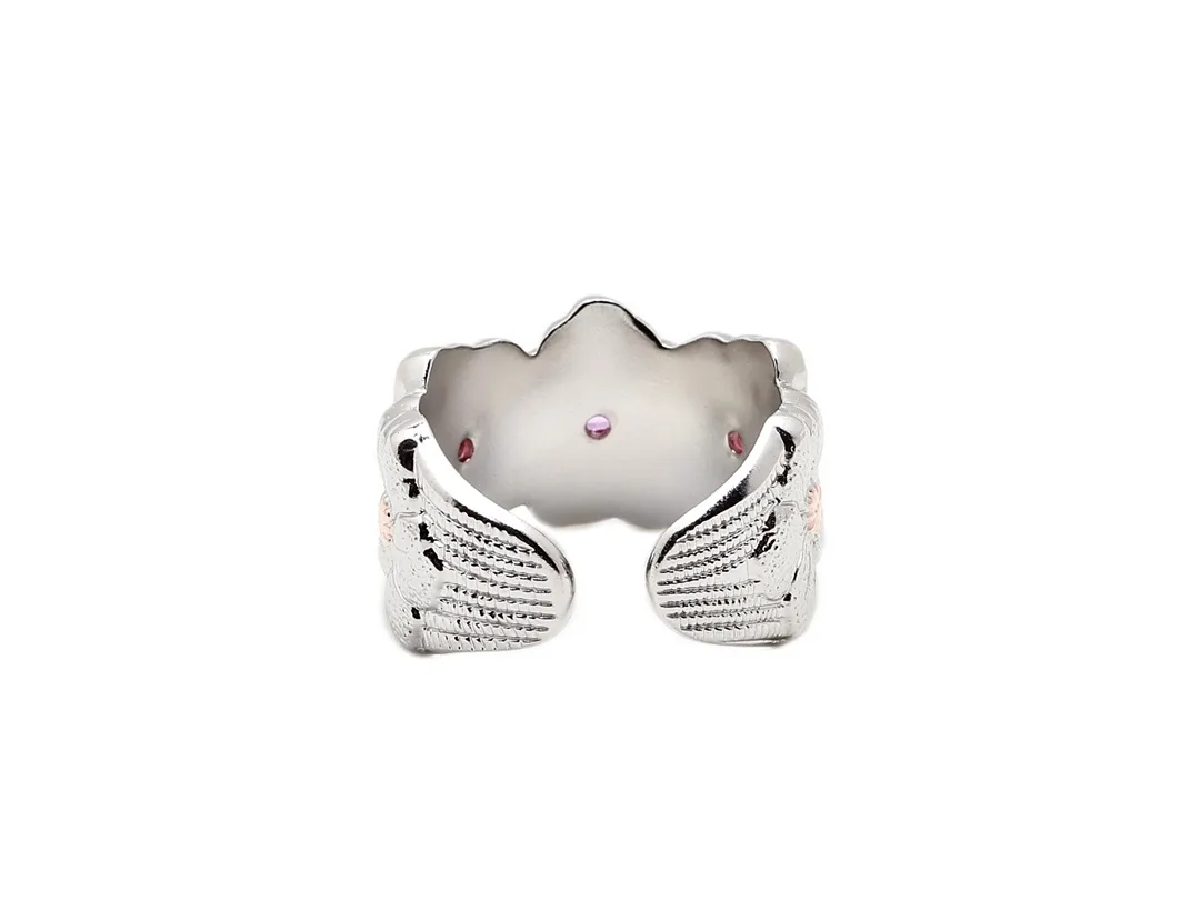 Gardenia Floral Band Ring with Pink Stones D39016855 — view 3