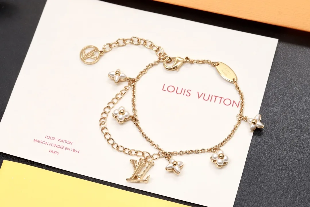 Floragram Double-Chain Bracelet with Resin Pearls D15517464 — view 3