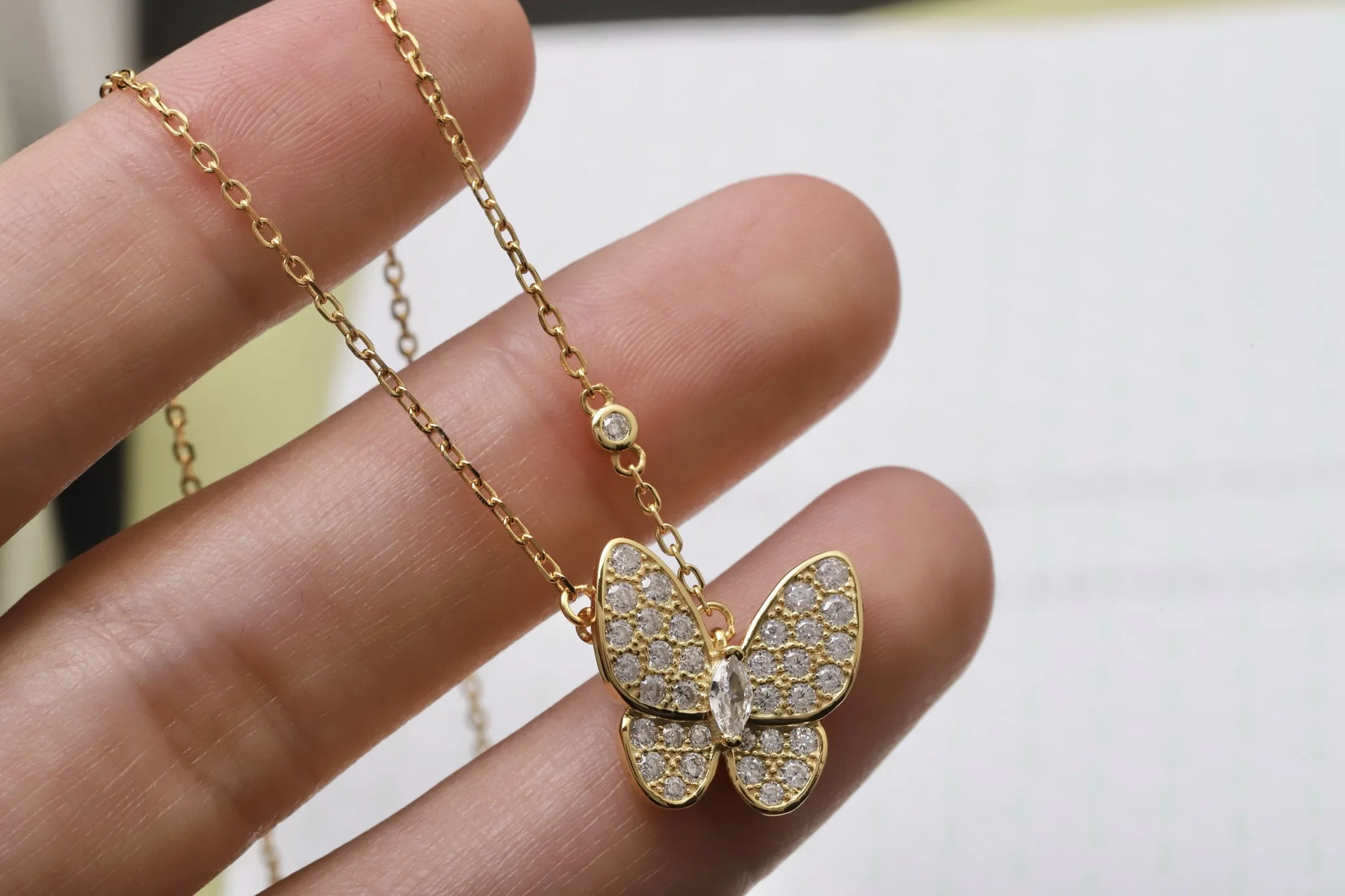 Butterfly Pavé Pendant Necklace (Sterling Silver) D14017368 — view 4