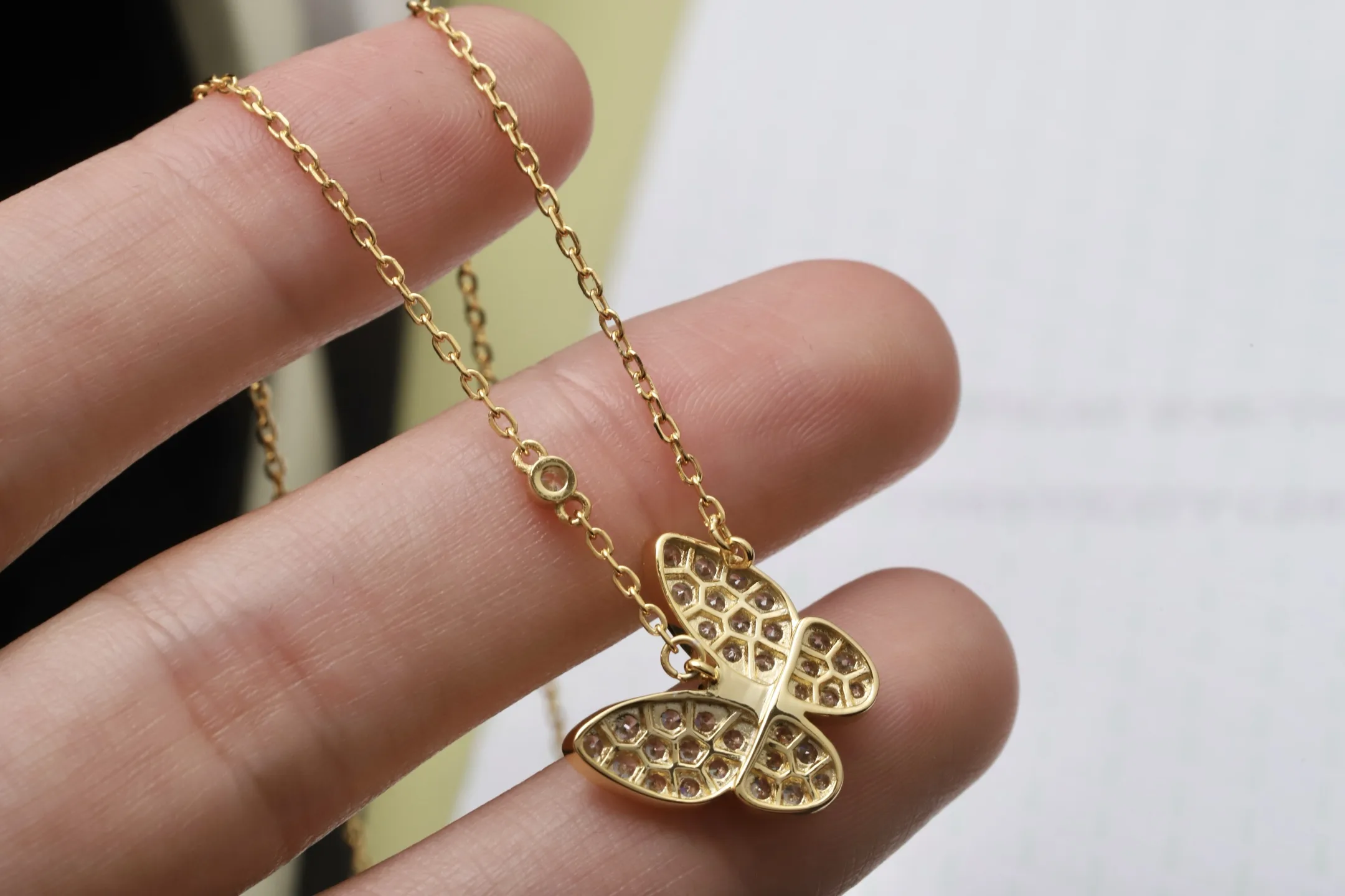 Butterfly Pavé Pendant Necklace (Sterling Silver) D14017368 — view 5