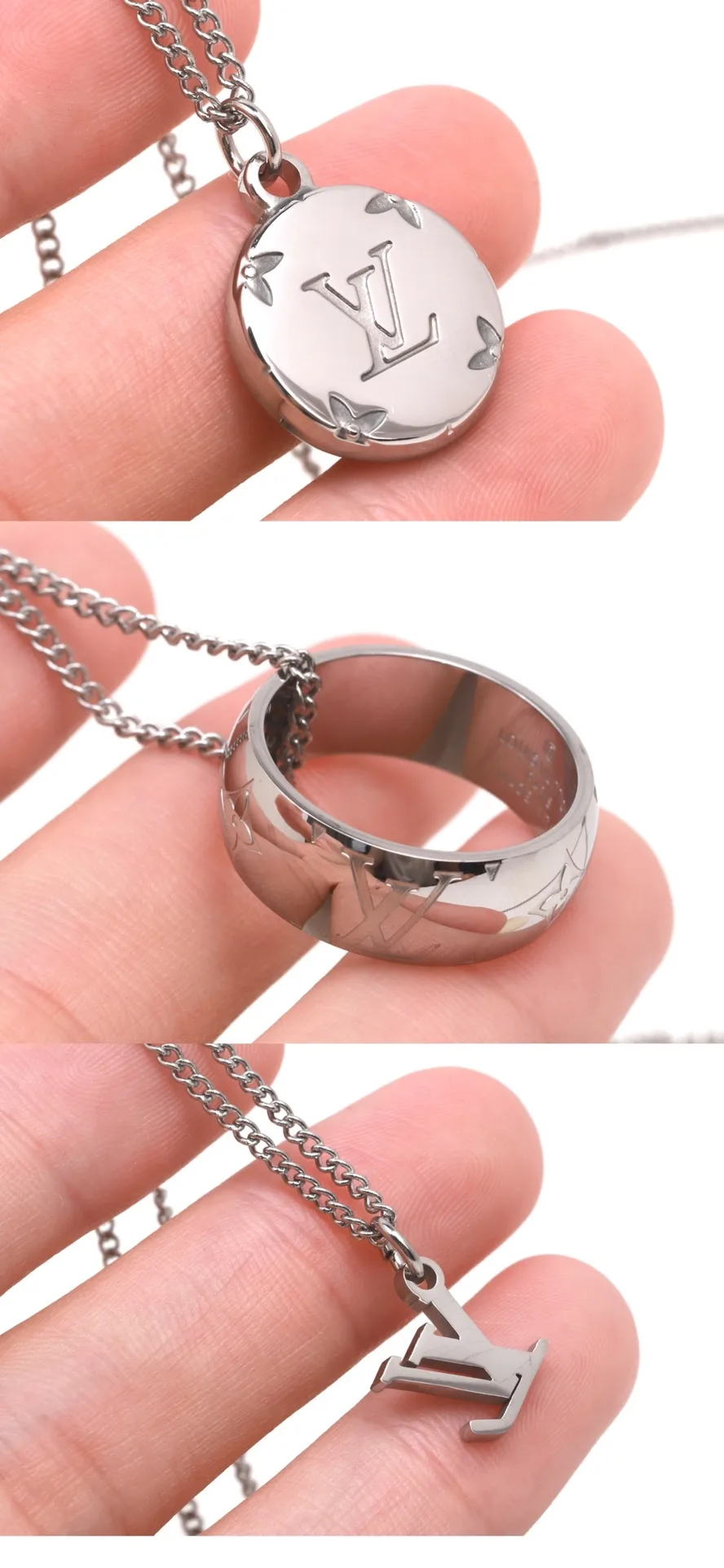 Monogram Ring and Pendant Triple Charm Necklace D10517022 — view 6