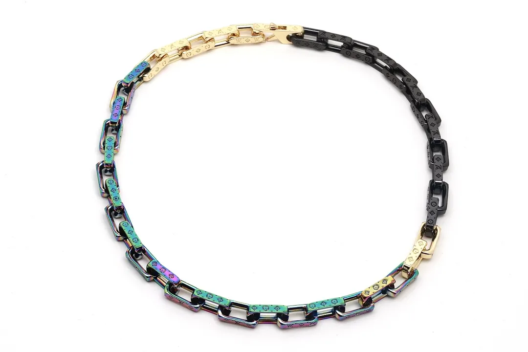 Monogram Iridescent Chain Necklace (Titanium Steel) D15016748
