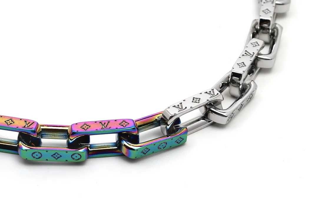 Monogram Iridescent Chain Links Necklace (Titanium Steel) D15016746 — view 2