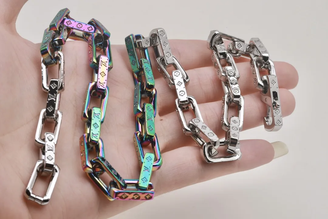Monogram Iridescent Chain Links Necklace (Titanium Steel) D15016746 — view 5