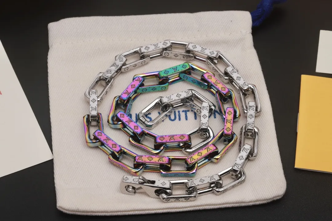 Monogram Iridescent Chain Links Necklace (Titanium Steel) D15016746 — view 6