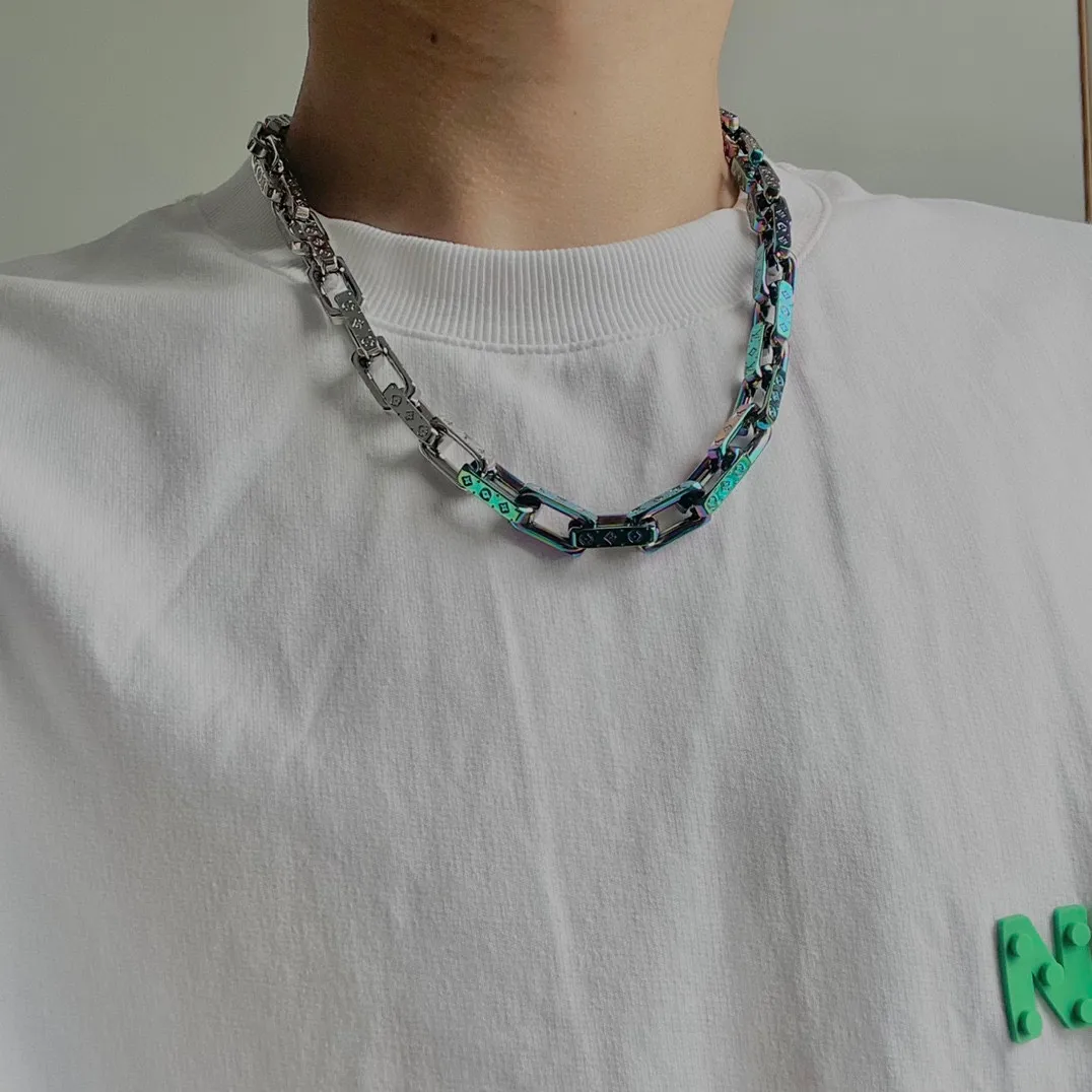 Monogram Iridescent Chain Links Necklace (Titanium Steel) D15016746 — view 8