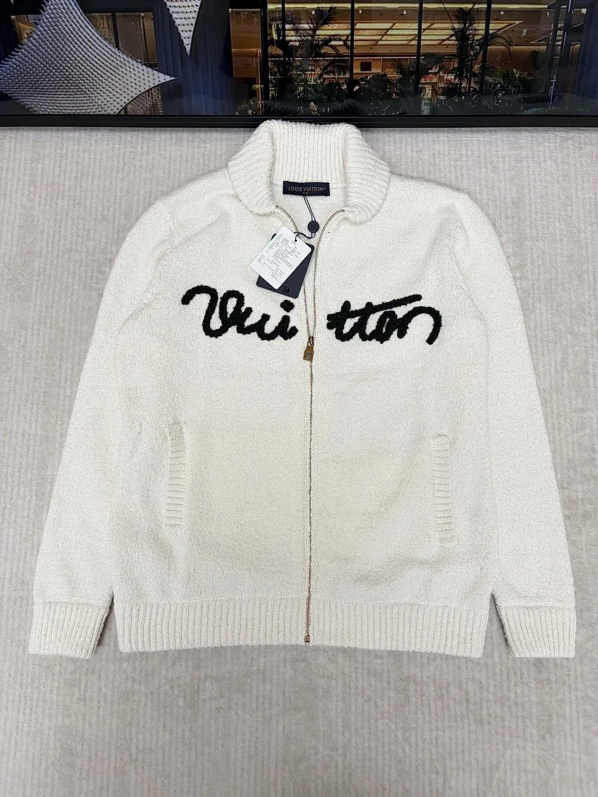 Logo Intarsia Wool-Blend Zip-Up Cardigan D29520402 — view 3