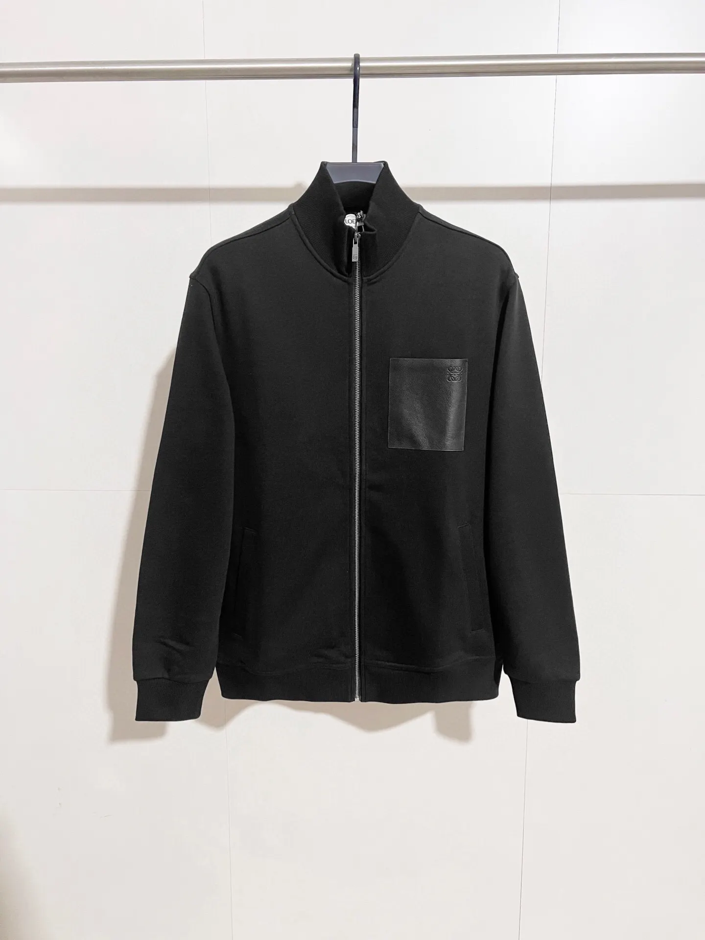 Leather-Pocket Fleece Zip-Up Jacket D30520400