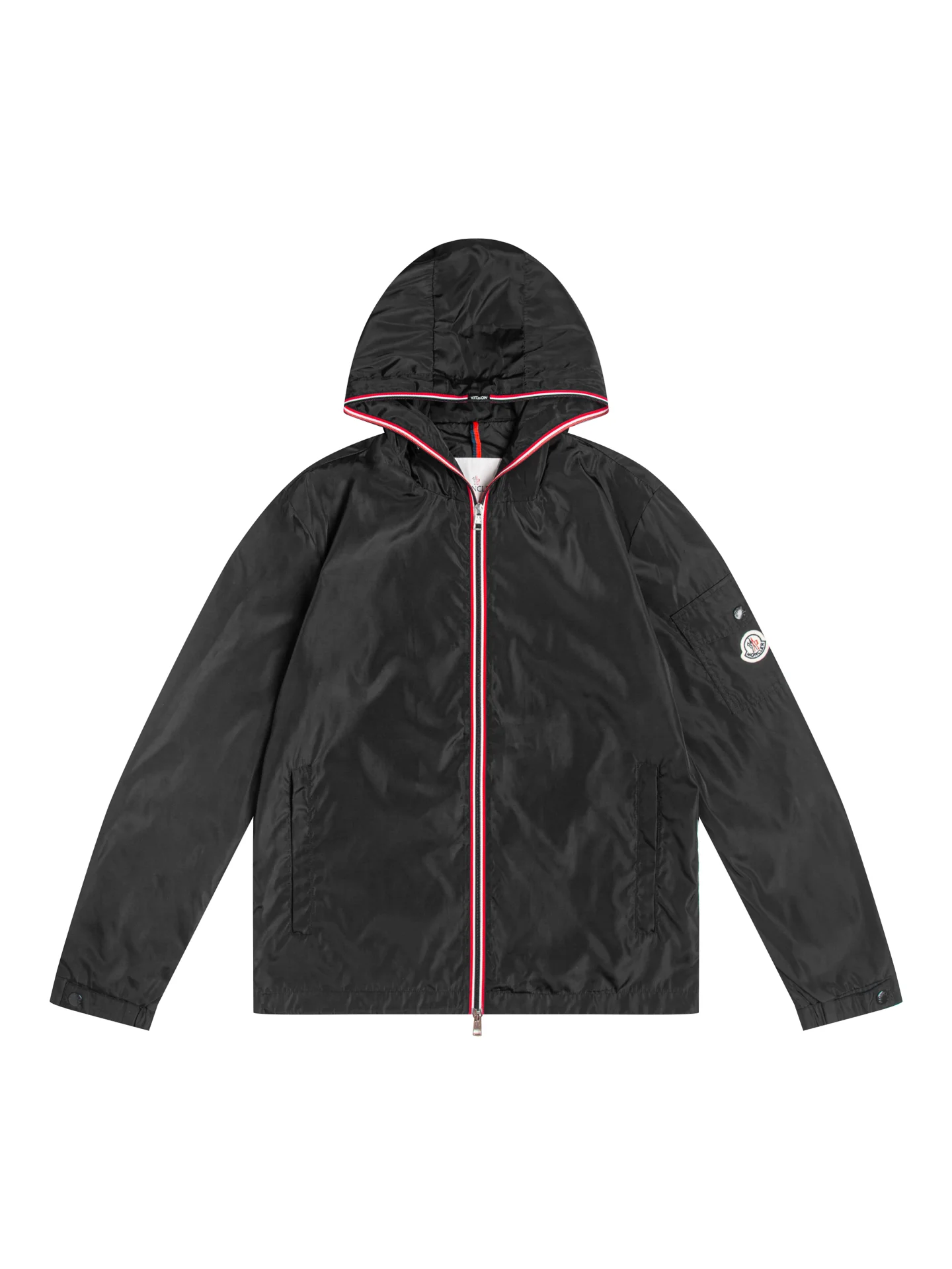 Moncler Hooded Windbreaker Jacket with Tricolour Trim D31020437