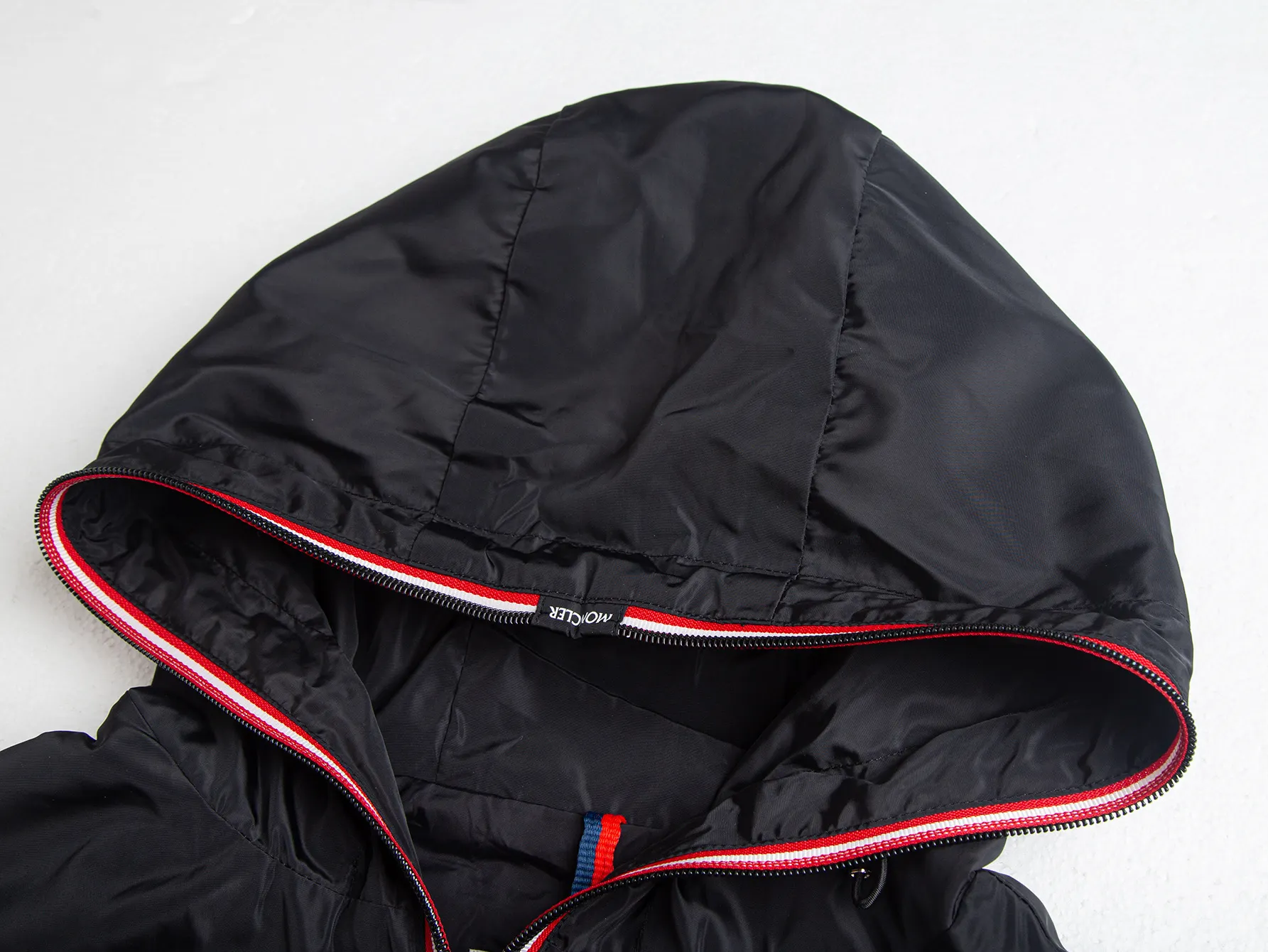 Moncler Hooded Windbreaker Jacket with Tricolour Trim D31020437 — view 4