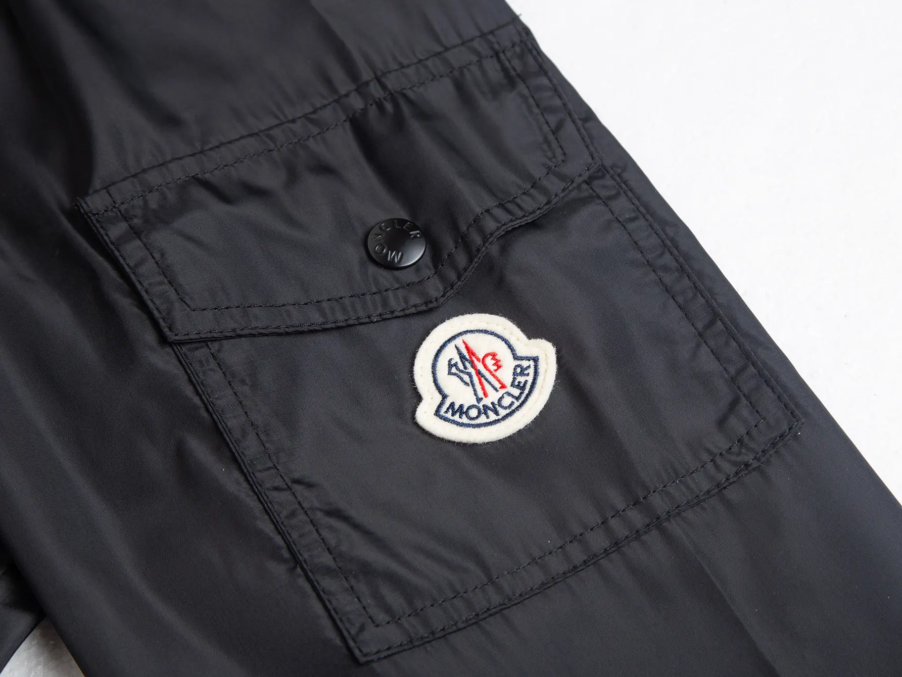 Moncler Hooded Windbreaker Jacket with Tricolour Trim D31020437 — view 8