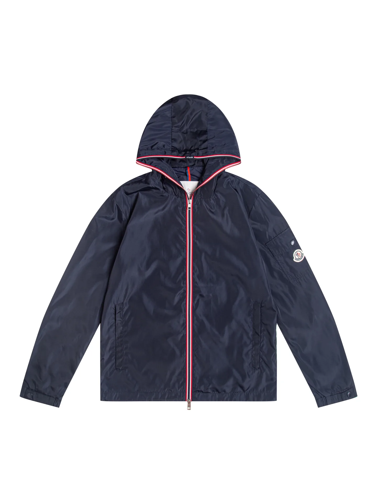 Moncler Hooded Windbreaker Jacket with Tricolour Trim D31020436