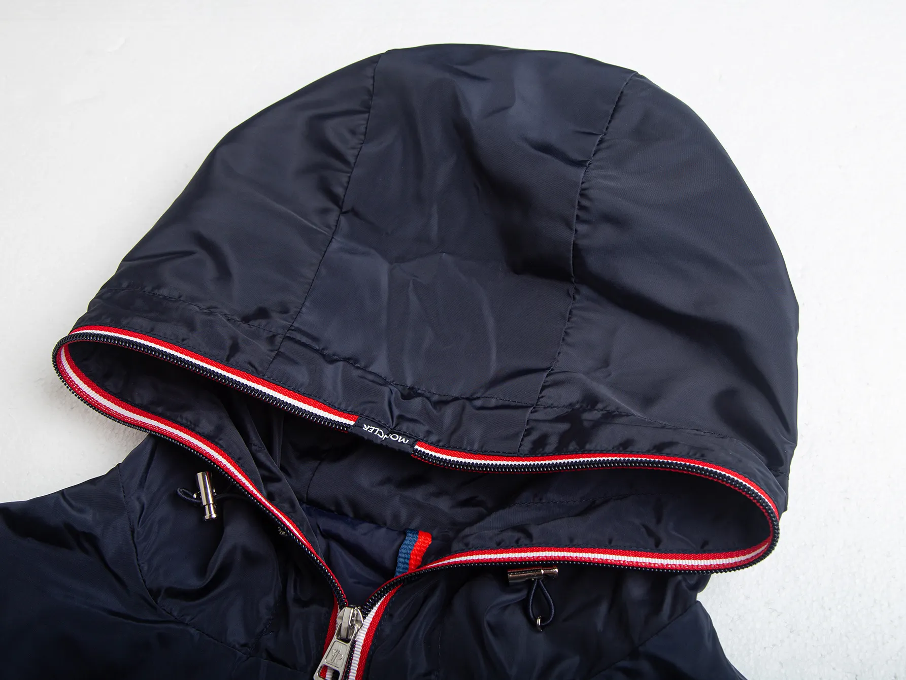 Moncler Hooded Windbreaker Jacket with Tricolour Trim D31020436 — view 4