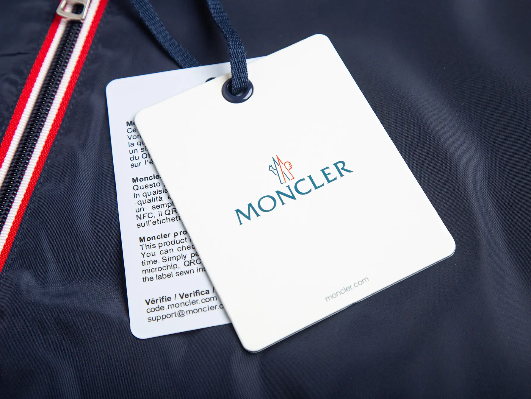 Moncler Hooded Windbreaker Jacket with Tricolour Trim D31020436 — view 8