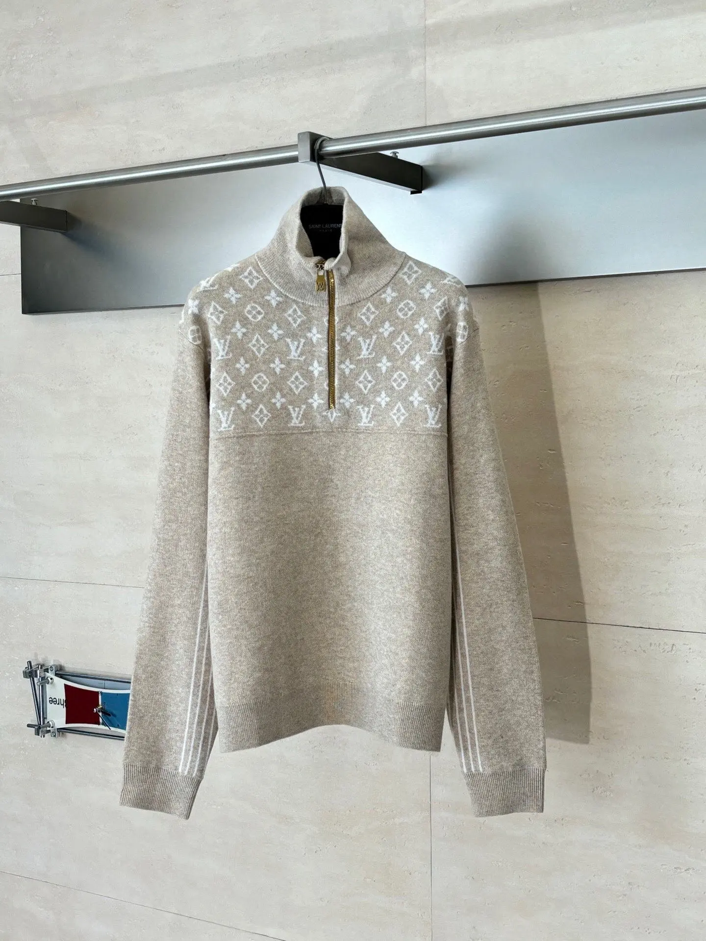 Monogram Jacquard Half-Zip Wool Sweater D33520398