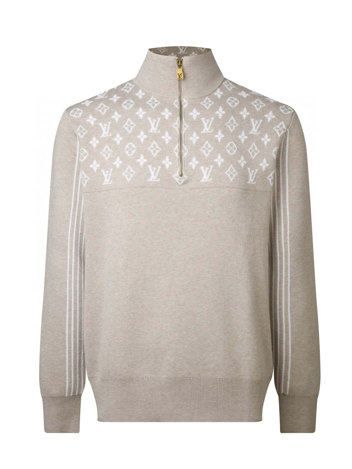 Monogram Jacquard Half-Zip Wool Sweater D33520397