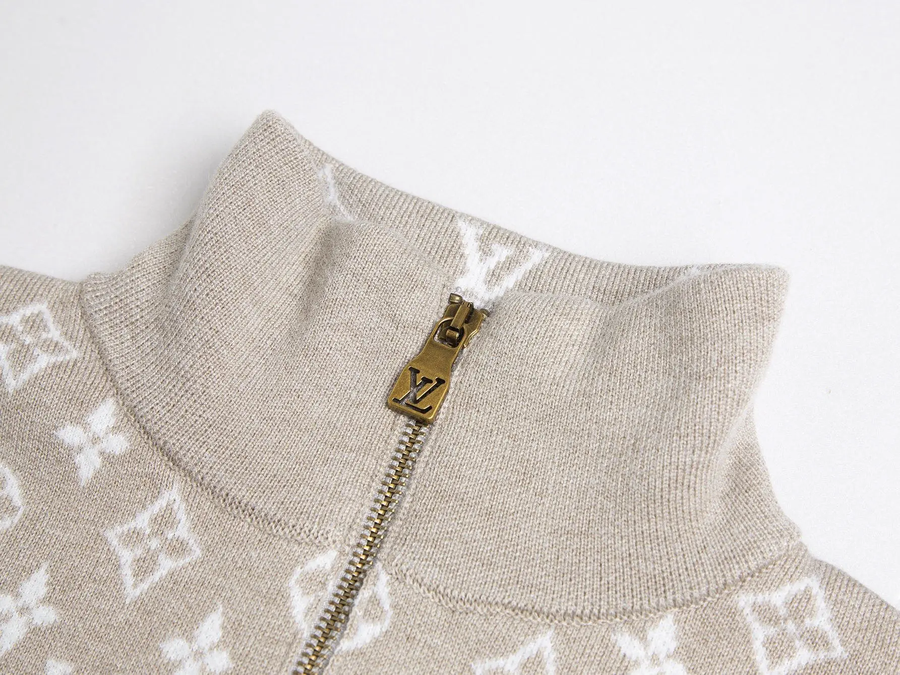 Monogram Jacquard Half-Zip Wool Sweater D33520397 — view 4