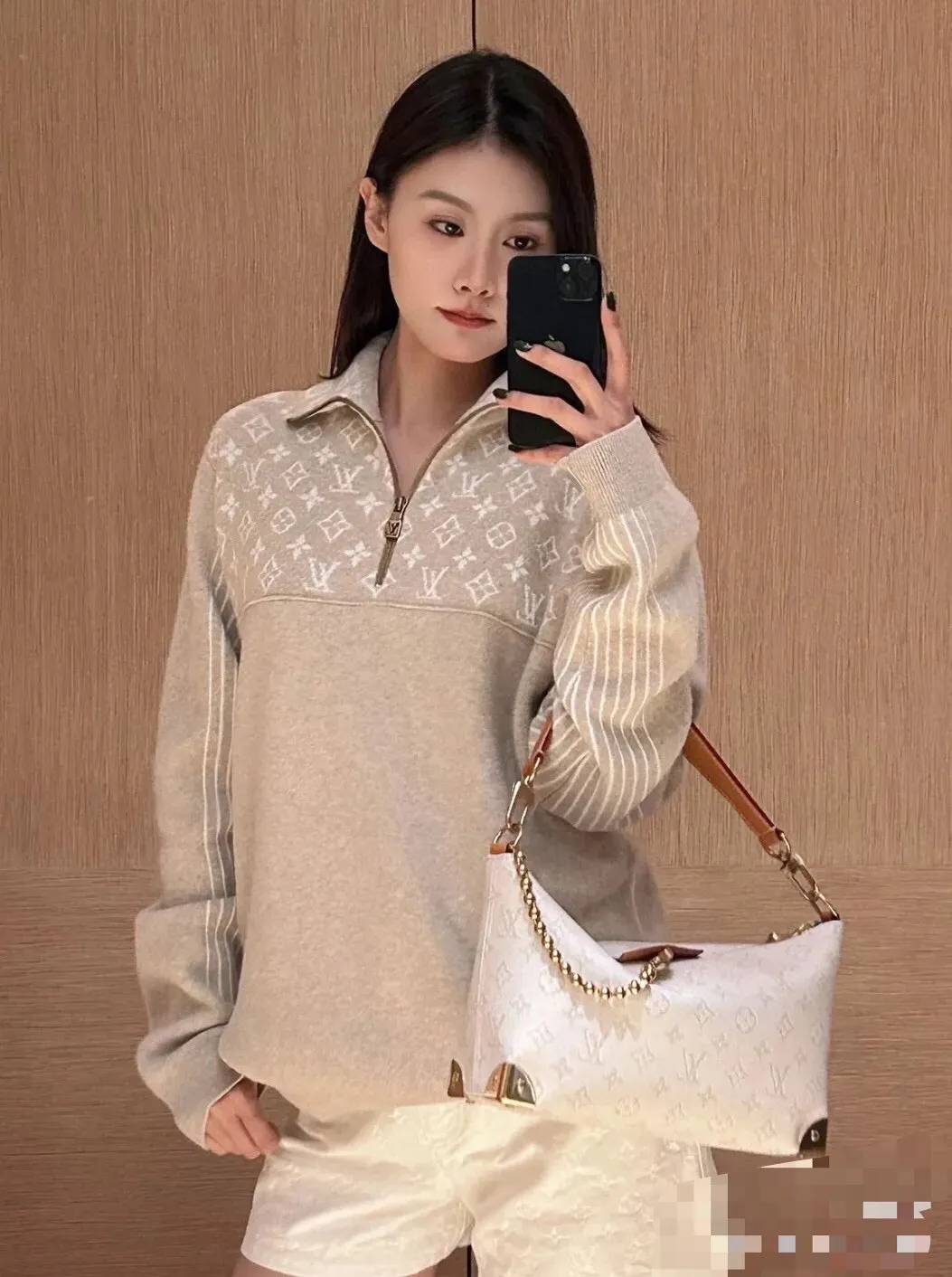 Monogram Jacquard Half-Zip Wool Sweater D33520396 — view 5