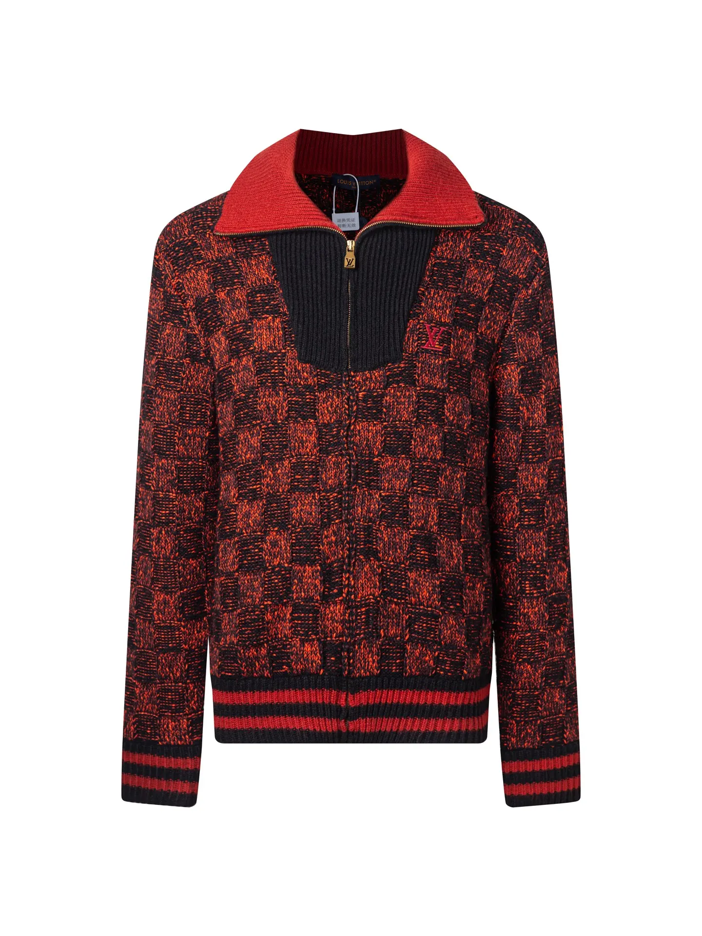 Damier Jacquard Wool-Blend Half-Zip Sweater D35520386
