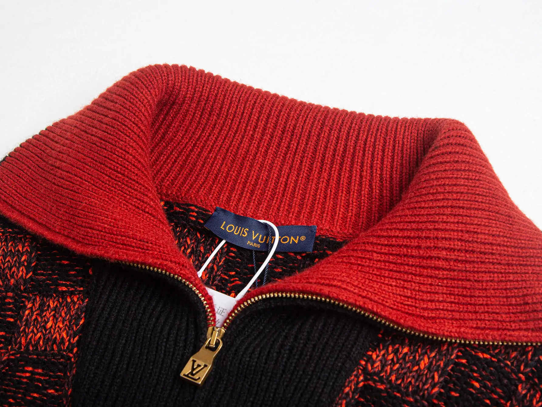 Damier Jacquard Wool-Blend Half-Zip Sweater D35520386 — view 5