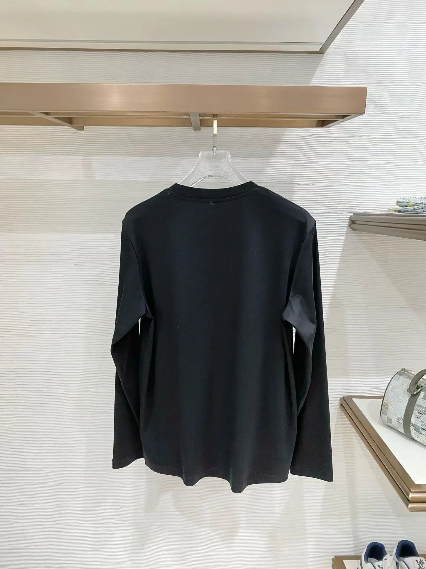 Mercerised Cotton Long-Sleeve T-Shirt with Leather Logo D17521510 — view 2