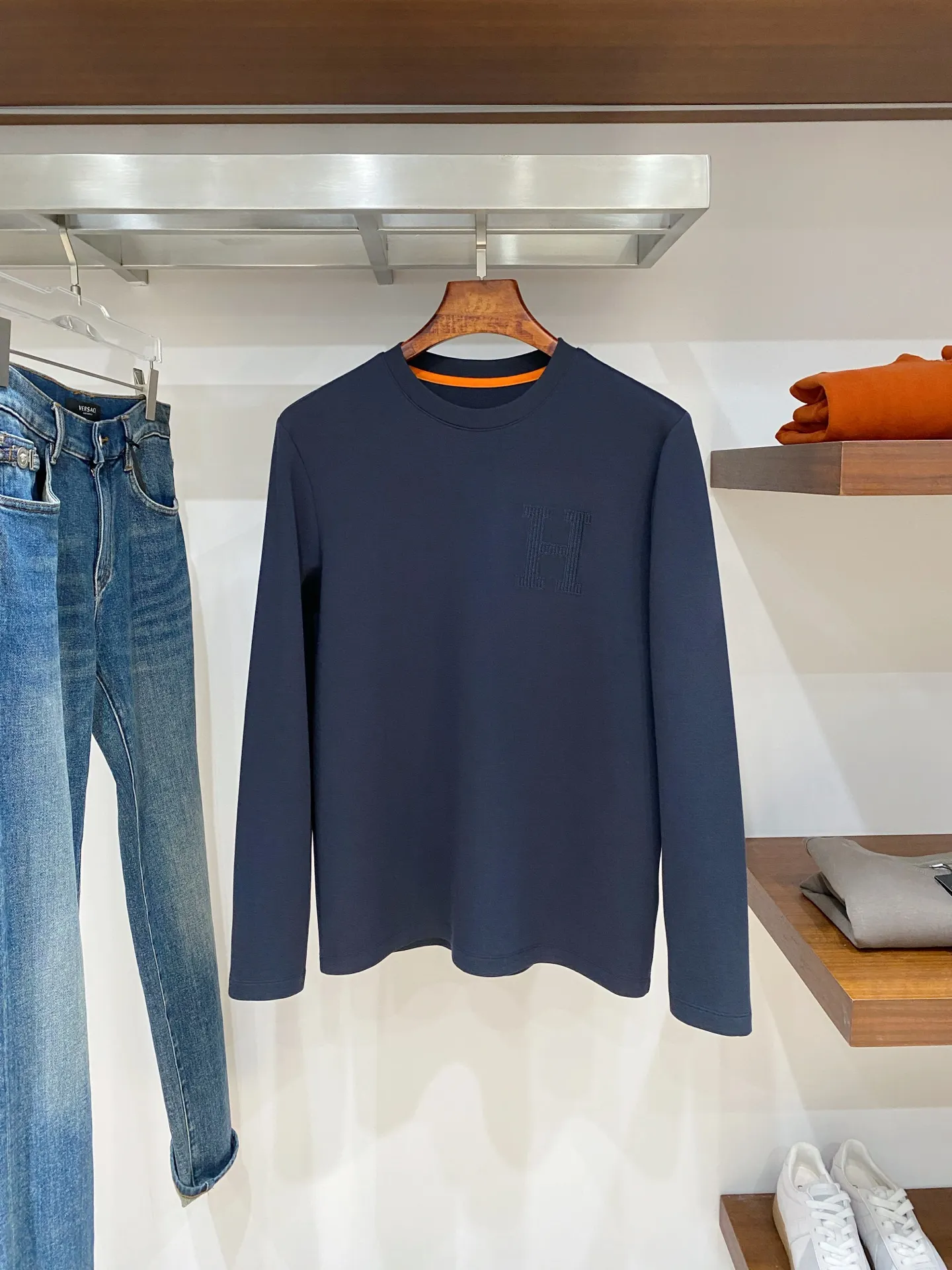 Embroidered Wool-Blend Long-Sleeve T-Shirt D18021498