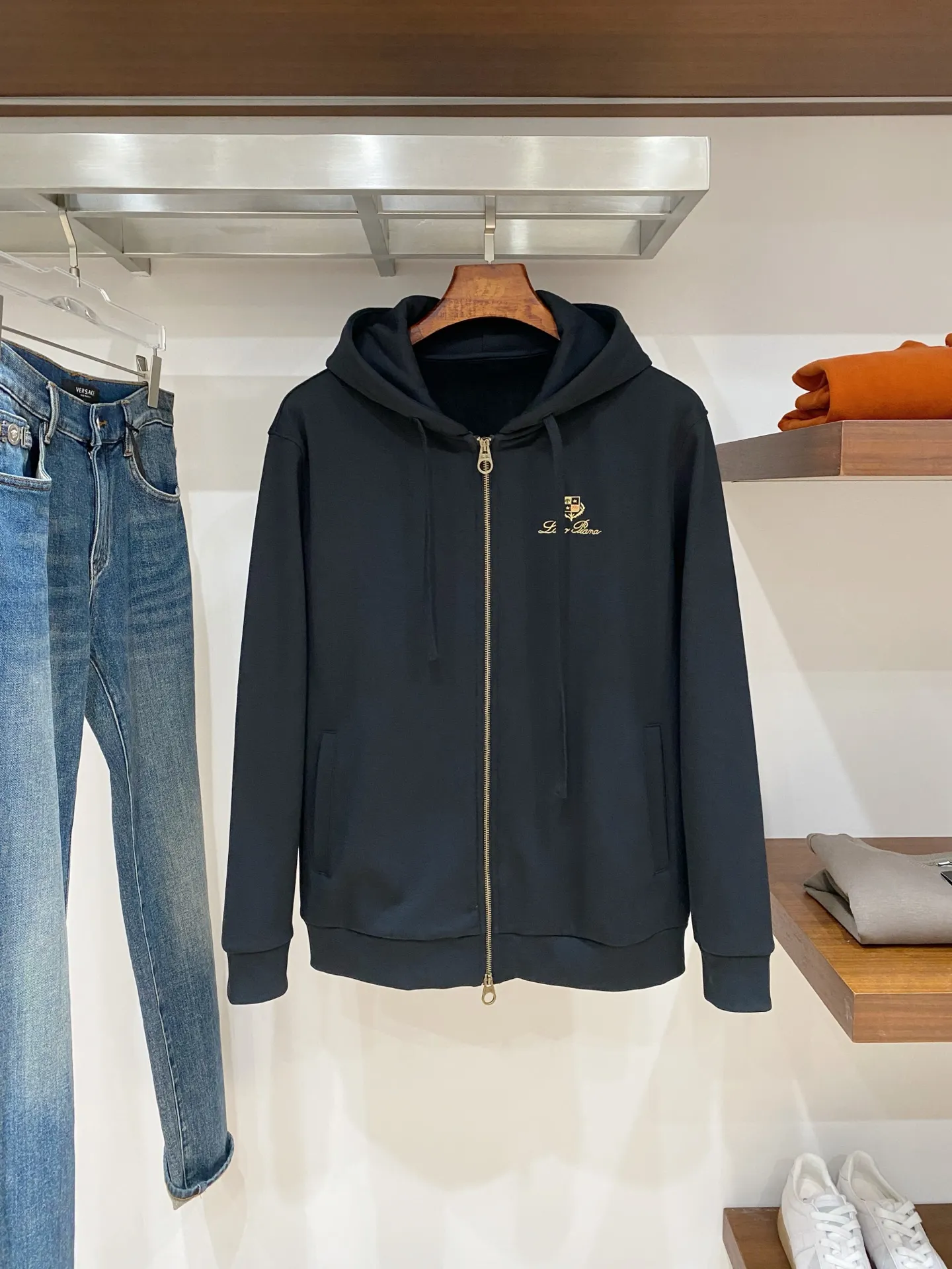Embroidered Scuba Zip-Up Hoodie D19521482