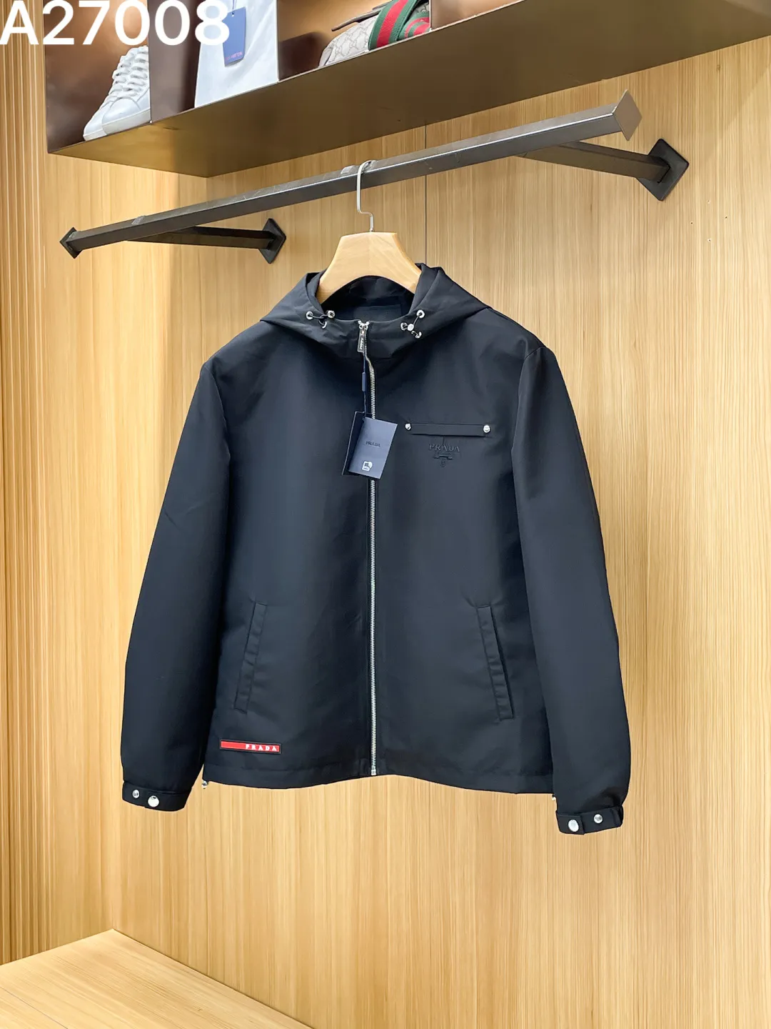 Hooded Technical Fabric Zip-Up Jacket D21521466