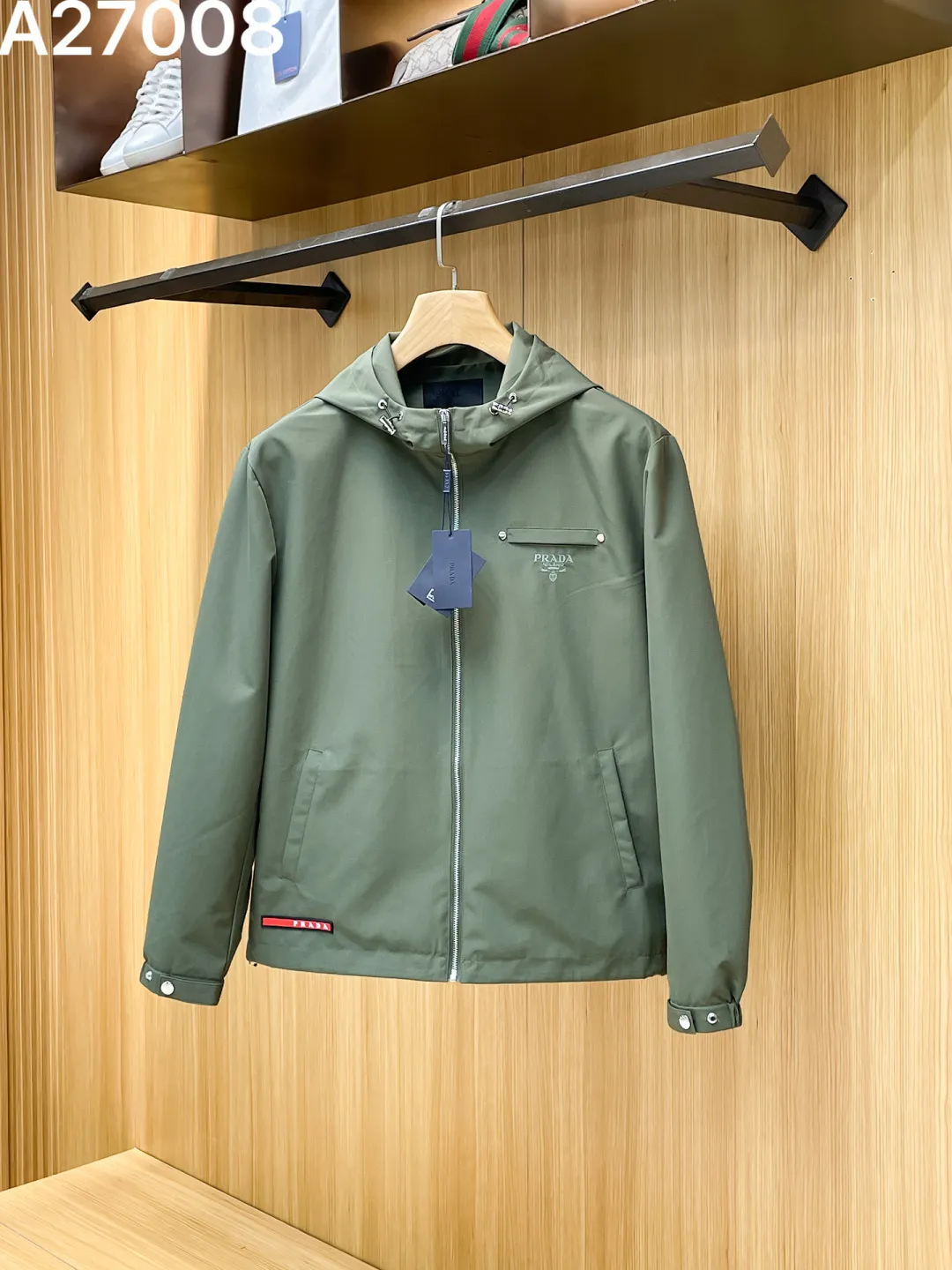 Hooded Technical Fabric Zip-Up Jacket D21521467