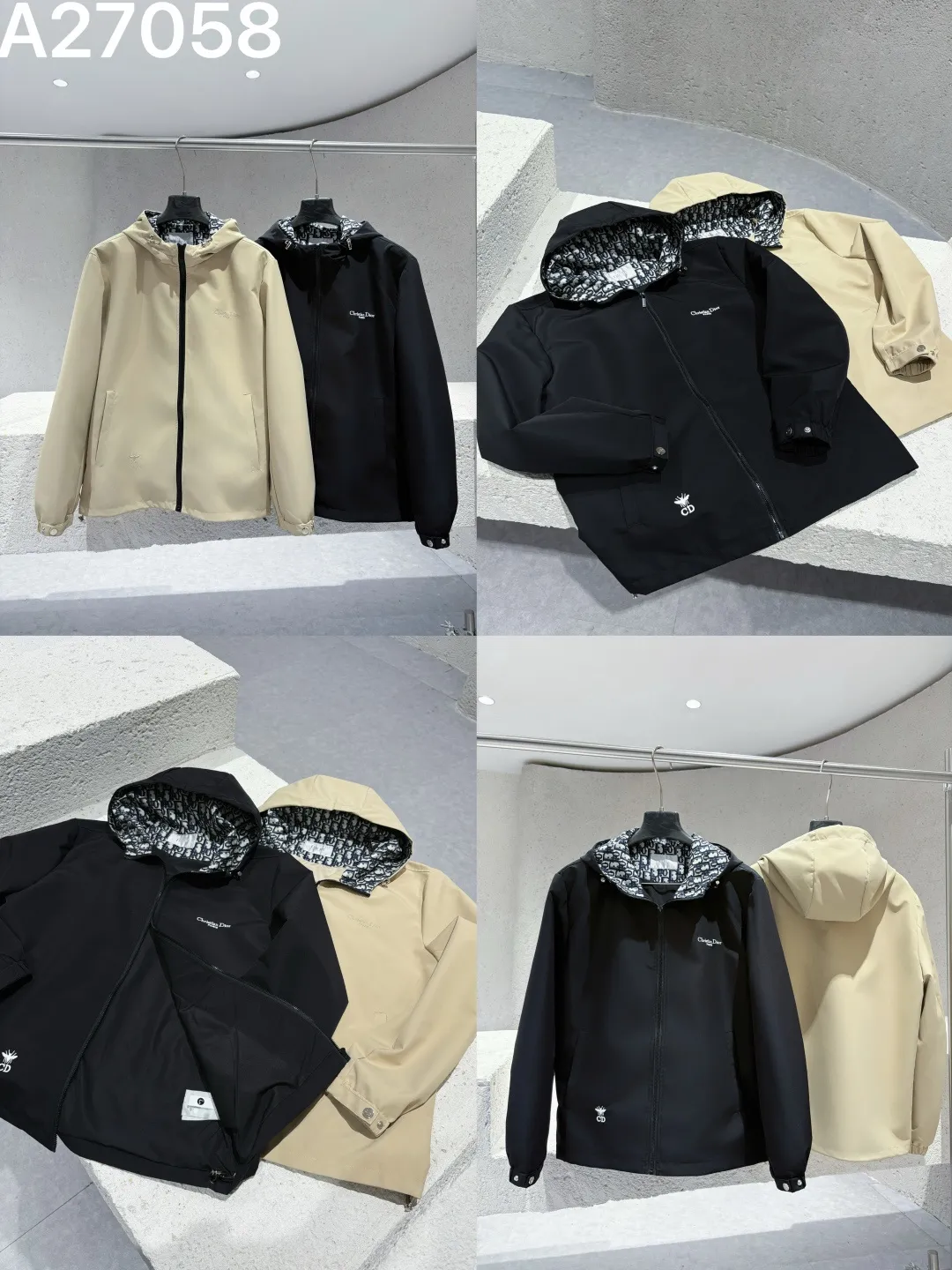 Oblique Lined Hooded Jacket D21521470 — view 9
