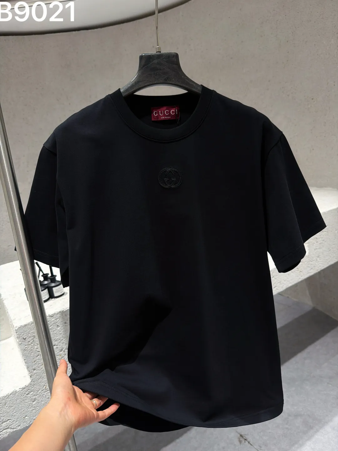 Embroidered Interlocking G Cotton T-Shirt D9021516 — view 3