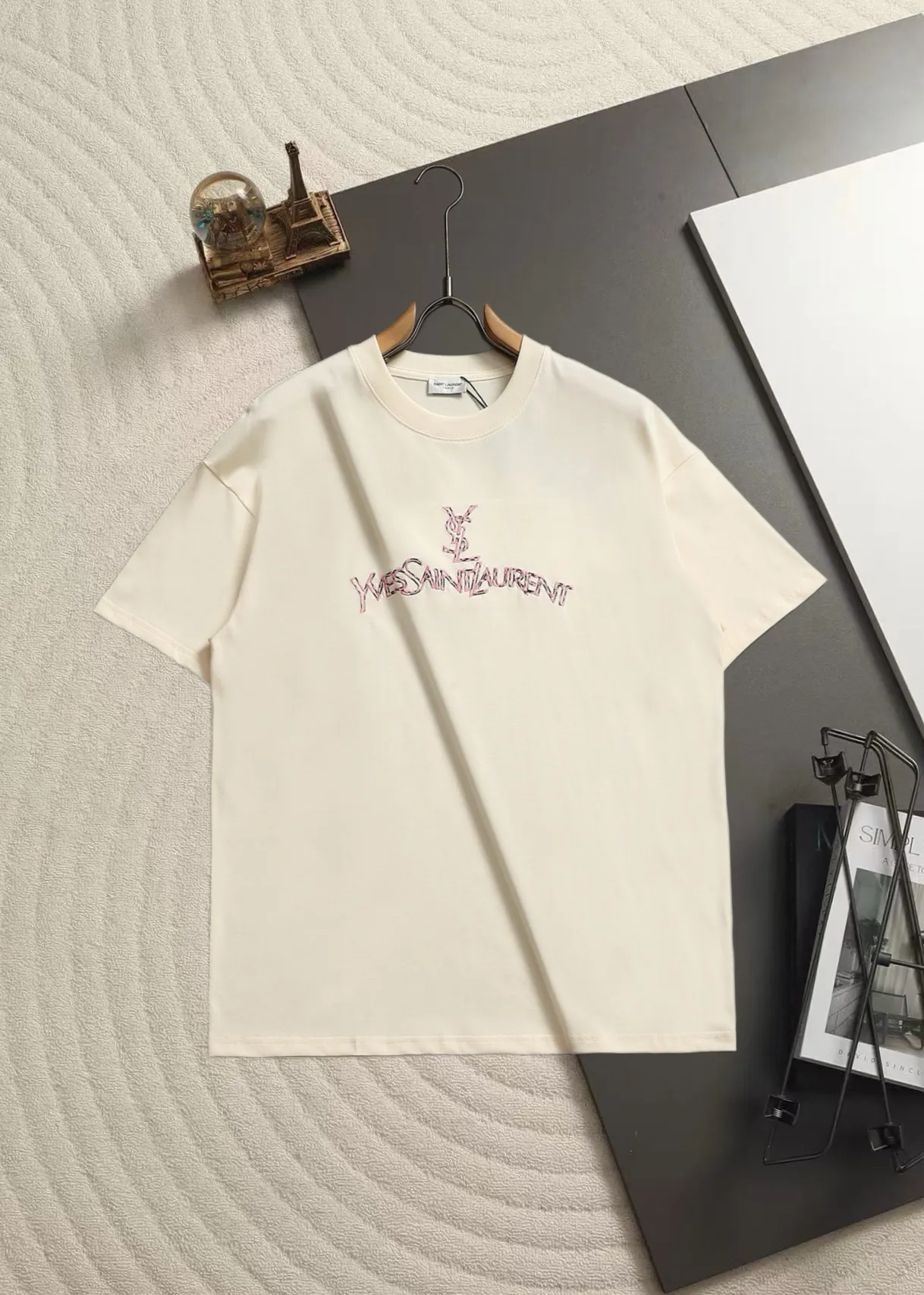 Saint Laurent Logo Embroidered Cotton T-Shirt D13520188