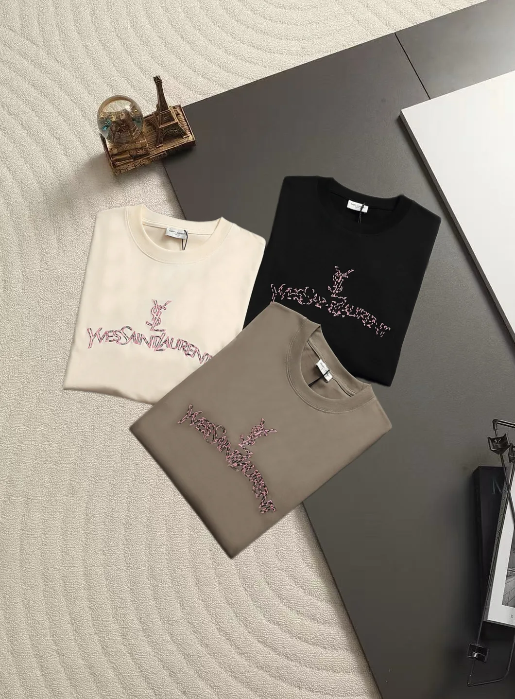 Saint Laurent Logo Embroidered Cotton T-Shirt D13520188 — view 2