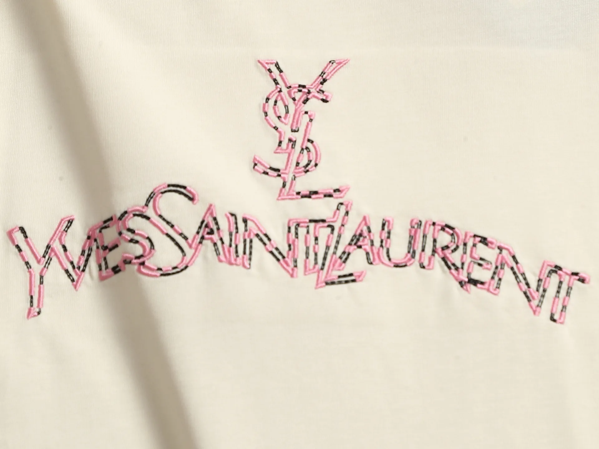 Saint Laurent Logo Embroidered Cotton T-Shirt D13520188 — view 4
