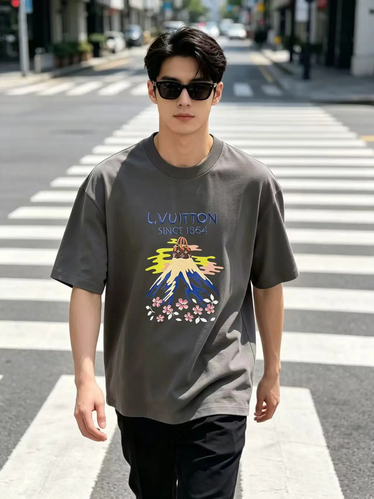 Mount Fuji Graphic Print Cotton T-Shirt D13520317 — view 5