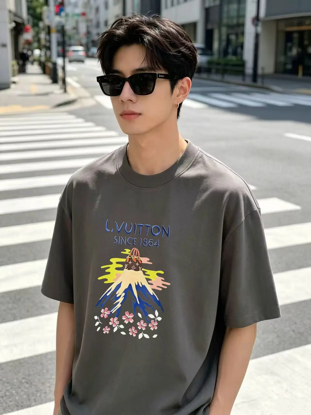 Mount Fuji Graphic Print Cotton T-Shirt D13520317 — view 6